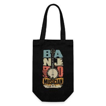 Vintage Banjo Banjo Player Banjo Country Music, - Gift Bag for Bottles - black - Front