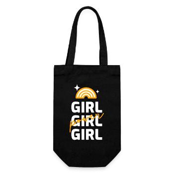 Girl Power and Strong Woman - Geschenkbeutel für Flaschen - Schwarz - Vorne