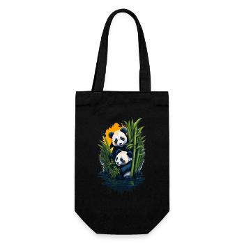 Niedliche Pandas - Geschenkbeutel für Flaschen - Schwarz - Vorne