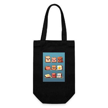 Pixelart, Frühstück - Geschenkbeutel für Flaschen - Schwarz - Vorne