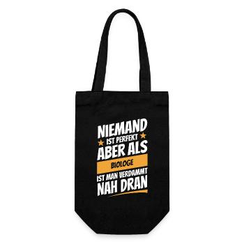 Niemand ist perfekt - Biologe - Spruch - Geschenkbeutel für Flaschen - Schwarz - Vorne