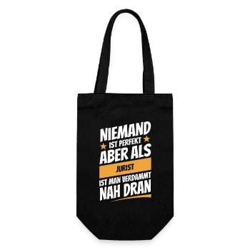Niemand ist perfekt - Jurist - Spruch - Geschenkbeutel für Flaschen - Schwarz - Vorne