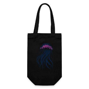 Float and glow, Qualle mit Tentakeln - Geschenkbeutel für Flaschen - Schwarz - Vorne