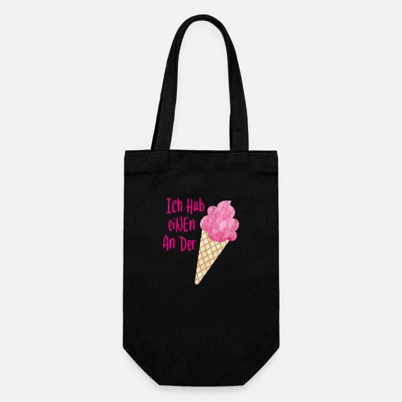 Einen an der Waffel Eis coole lustige Sprüche Fun - Geschenkbeutel für Flaschen - Schwarz