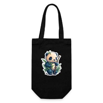 Cute Panda with Bamboo - Geschenkbeutel für Flaschen - Schwarz - Vorne