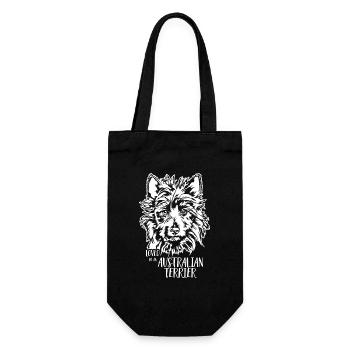 Loved by AUSTRALIAN TERRIER Hundespruch Wilsigns - Geschenkbeutel für Flaschen - Schwarz - Vorne