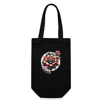 Schöne Blume - Geschenkbeutel für Flaschen - Schwarz - Vorne