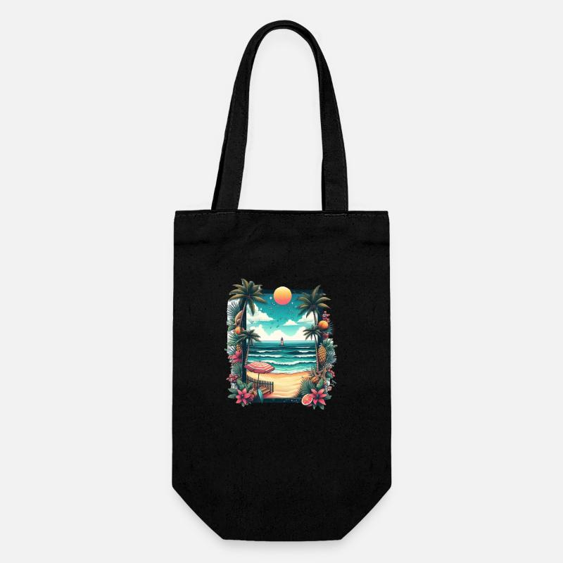 Summer Beach - Geschenkbeutel für Flaschen - Schwarz