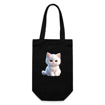 Cute white kitty - Gift Bag for Bottles - black - Front