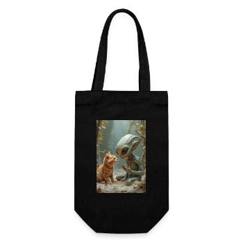 Alien Creature with Cat Companion - Gift Bag for Bottles - black - Front