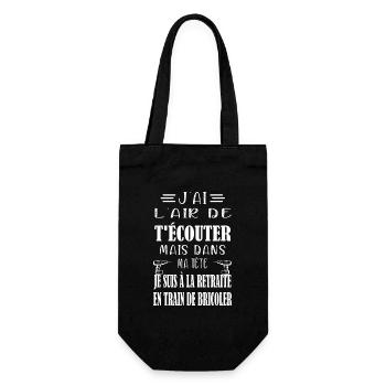 J'ai l'air de t'écouter t-shirt papy bricoleur - Sac à bouteille - noir - Devant