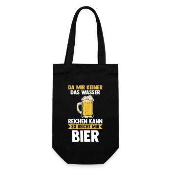 Saufen Kneipe Trinken Alkoholiker Feiern Party Bie - Geschenkbeutel für Flaschen - Schwarz - Vorne