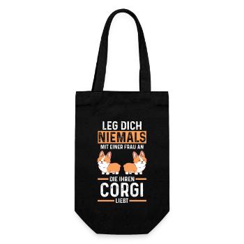 Hund Corgi - Geschenkbeutel für Flaschen - Schwarz - Vorne