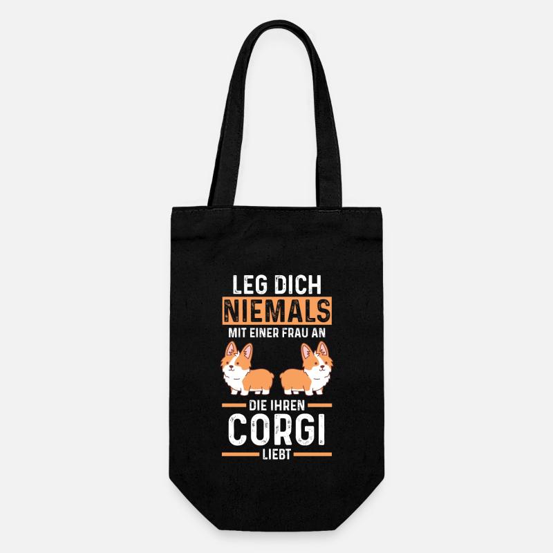 Hund Corgi - Geschenkbeutel für Flaschen - Schwarz