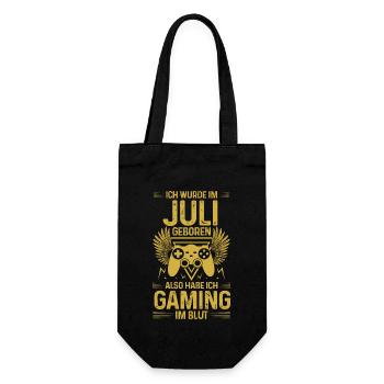 Gaming Geburtstag Juli Zocken Zocker Gamer - Geschenkbeutel für Flaschen - Schwarz - Vorne