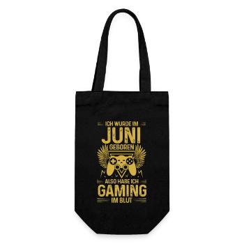 Gaming Geburtstag Juni Zocken Zocker Gamer - Geschenkbeutel für Flaschen - Schwarz - Vorne