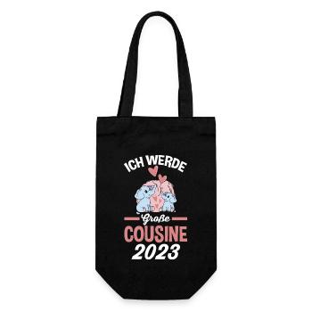 Elefanten Große Cousine 2023 - Geschenkbeutel für Flaschen - Schwarz - Vorne