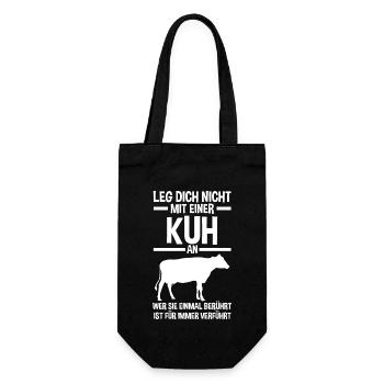 Kuh Landwirt Bauernhof Kühe - Geschenkbeutel für Flaschen - Schwarz - Vorne