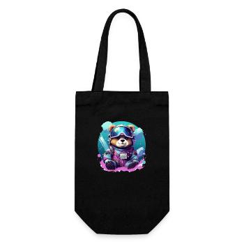 Cute Baby Bear in Winter Look Gift Teddy Bear - Gift Bag for Bottles - black - Front