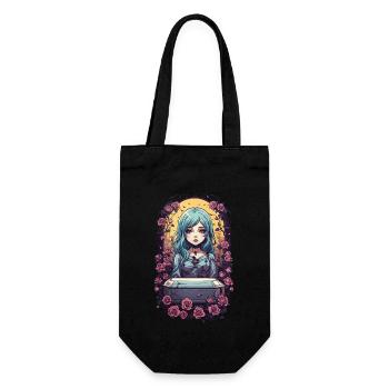 Gothic Anime Kawaii Girl with Roses Victorian - Gift Bag for Bottles - black - Front