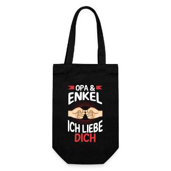 Großvater Opa und Enkel - Geschenkbeutel für Flaschen - Schwarz - Vorne