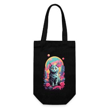 Magische Pastell Goth Katze mit Rosen Design - Geschenkbeutel für Flaschen - Schwarz - Vorne