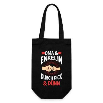 Oma Großmutter und Enkelin - Geschenkbeutel für Flaschen - Schwarz - Vorne