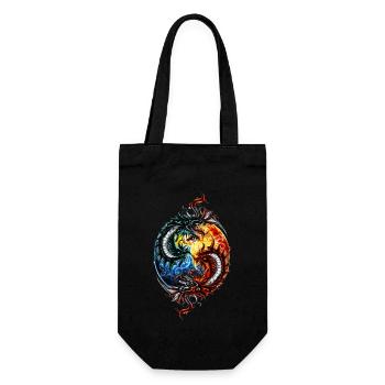 Yin Yang Drache - Geschenkbeutel für Flaschen - Schwarz - Vorne
