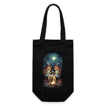 Funny Witches Spell Campfire Halloween Cartoon - Gift Bag for Bottles - black - Front