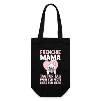 Frenchie Mama Hundemama Französische Bulldogge - Geschenkbeutel für Flaschen - Schwarz - Vorne