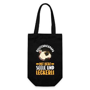 Hund Hundepapa Vater Bullterrierpapa Bullterrier - Geschenkbeutel für Flaschen - Schwarz - Vorne
