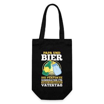 Papa Bier Vater Vatertag - Geschenkbeutel für Flaschen - Schwarz - Vorne