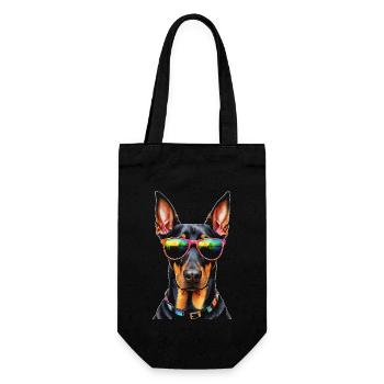 Doberman Sunglasses Dog Funny Design Print - Gift Bag for Bottles - black - Front