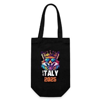 Italien 2025 Urlaub Fuchs - Geschenkbeutel für Flaschen - Schwarz - Vorne