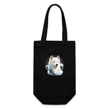 Portrait Weisser Schäferhund mit Blumen - Geschenkbeutel für Flaschen - Schwarz - Vorne
