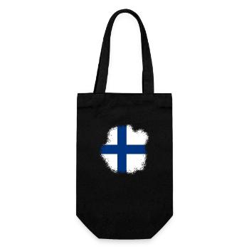 Finnland Flagge Suomi Finnische Fahne Used Look - Geschenkbeutel für Flaschen - Schwarz - Vorne