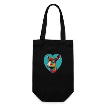 Lama Heart - Geschenkbeutel für Flaschen - Schwarz - Vorne