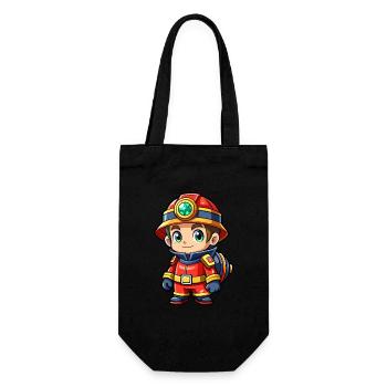 Hero in red the firefighter - Gift Bag for Bottles - black - Front