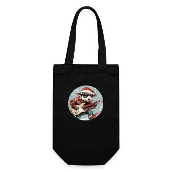 Bulle Weihnachten Rocker Gitarre Taurus - Geschenkbeutel für Flaschen - Schwarz - Vorne