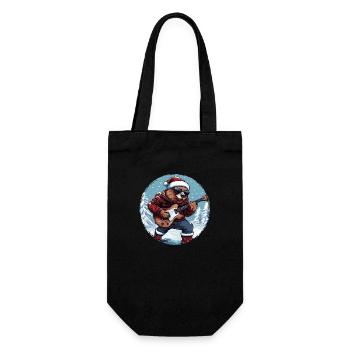 Bear Christmas Rocker Guitare - Sac à bouteille - noir - Devant