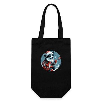 Border Collie Hund Weihnachten Rocker Gitarre - Geschenkbeutel für Flaschen - Schwarz - Vorne