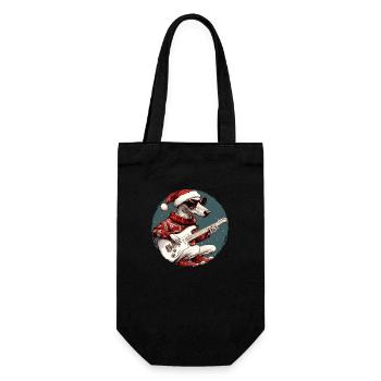 Greyhound Dog Christmas Rocker Guitar - Gift Bag for Bottles - black - Front