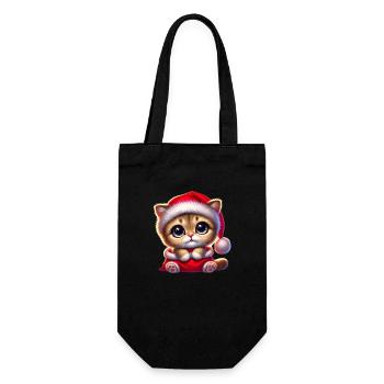 Kätzchen Weihnachten - Geschenkbeutel für Flaschen - Schwarz - Vorne