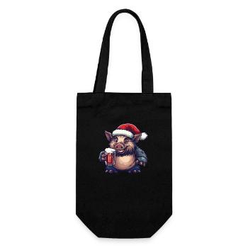 Pig Christmas Beer Funny Wild Boar - Gift Bag for Bottles - black - Front