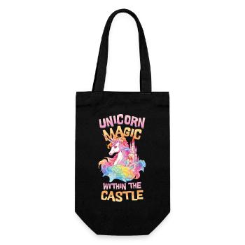 Einhorn Regenbogen Schloss Bunt Magie Fantasie - Geschenkbeutel für Flaschen - Schwarz - Vorne
