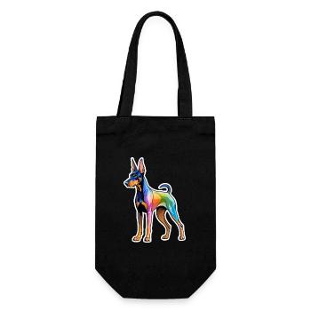 Dobermann Wasserfarben - Geschenkbeutel für Flaschen - Schwarz - Vorne