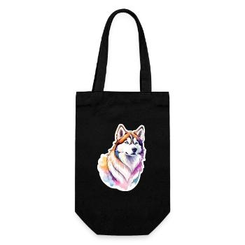 Siberian Husky Watercolors - Gift Bag for Bottles - black - Front