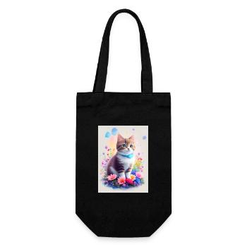Süßes Kätzchen - Geschenkbeutel für Flaschen - Schwarz - Vorne