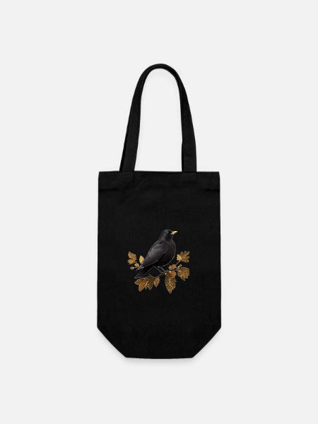 Amsel - Geschenkbeutel für Flaschen - Schwarz