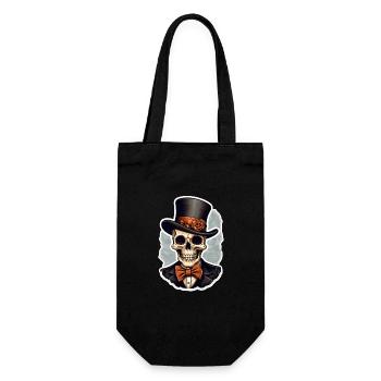 Totenkopf mit Zylinder Halloween - Geschenkbeutel für Flaschen - Schwarz - Vorne